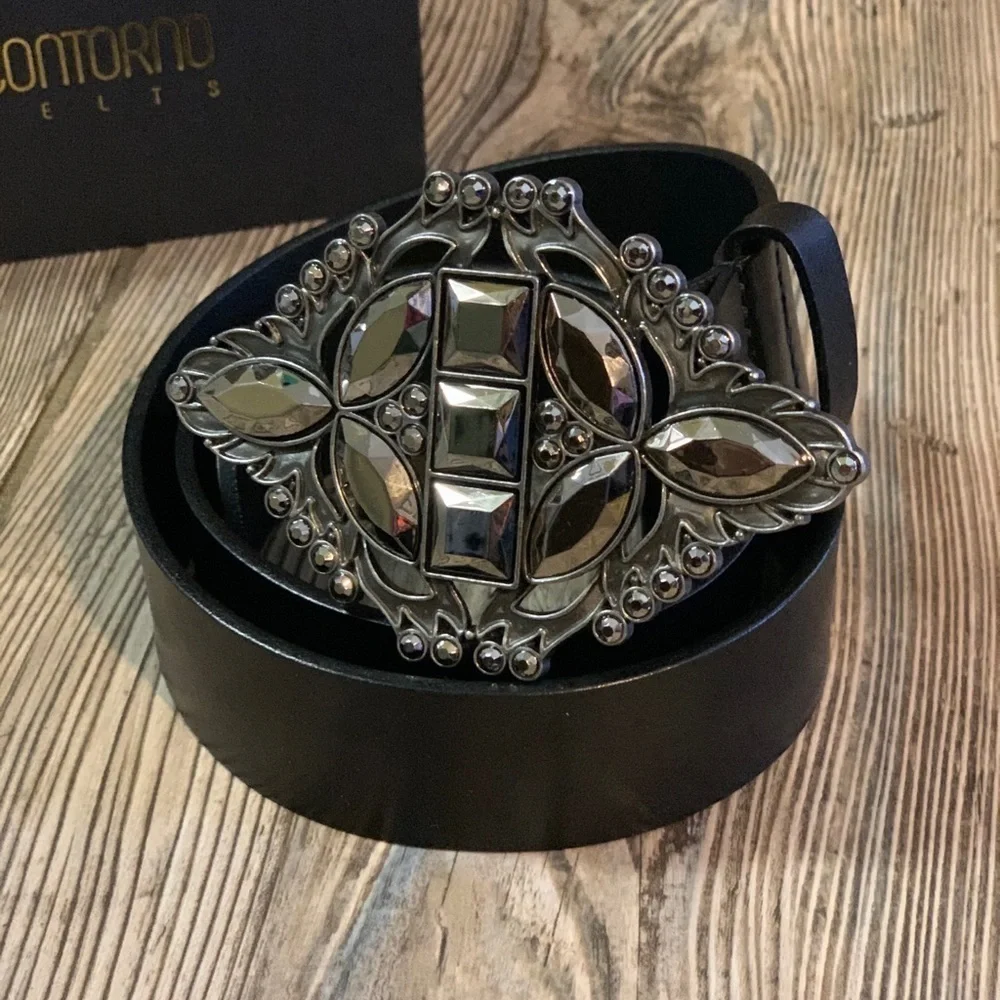 Contorno Paloma Leather Black Belt